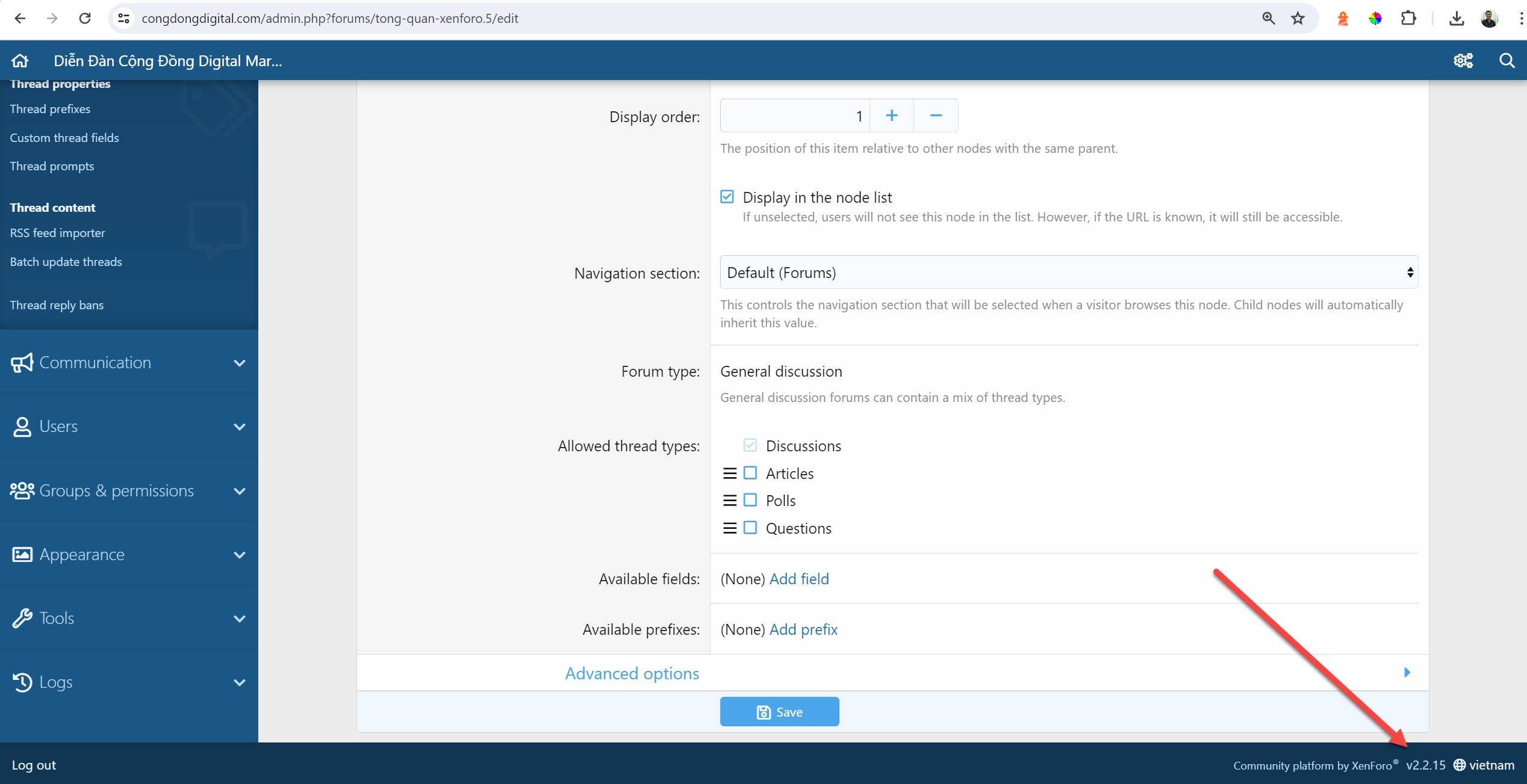 Phiên bản Xenforo